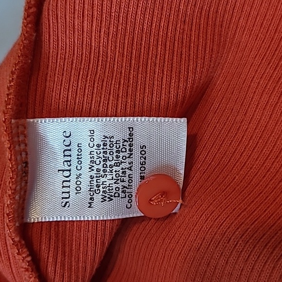Sundance Deep Orange Cotton Ribbed 3/4 Button Lace Tank Top Wmns M Summer Beach - Picture 10 of 10